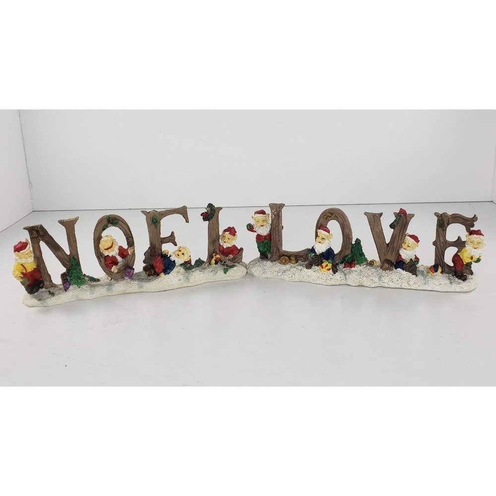 Noel Love Christmas Elf Gnome Resin Figurine Sign Holiday Decor
